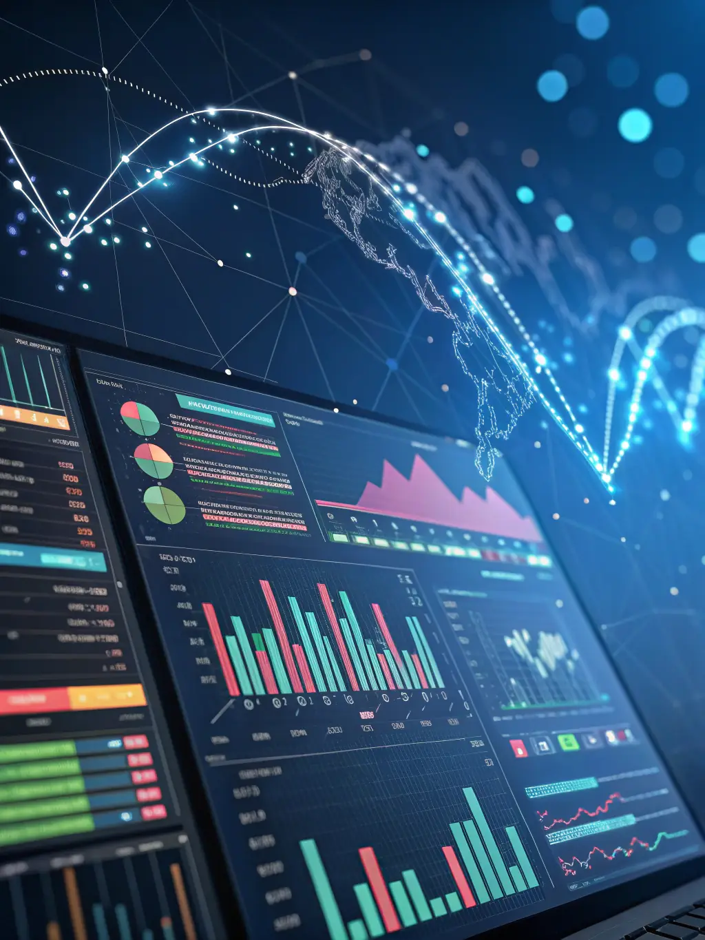 An infographic illustrating data points and audience segments analyzed through AI algorithms for synbiox's audience profiling service.