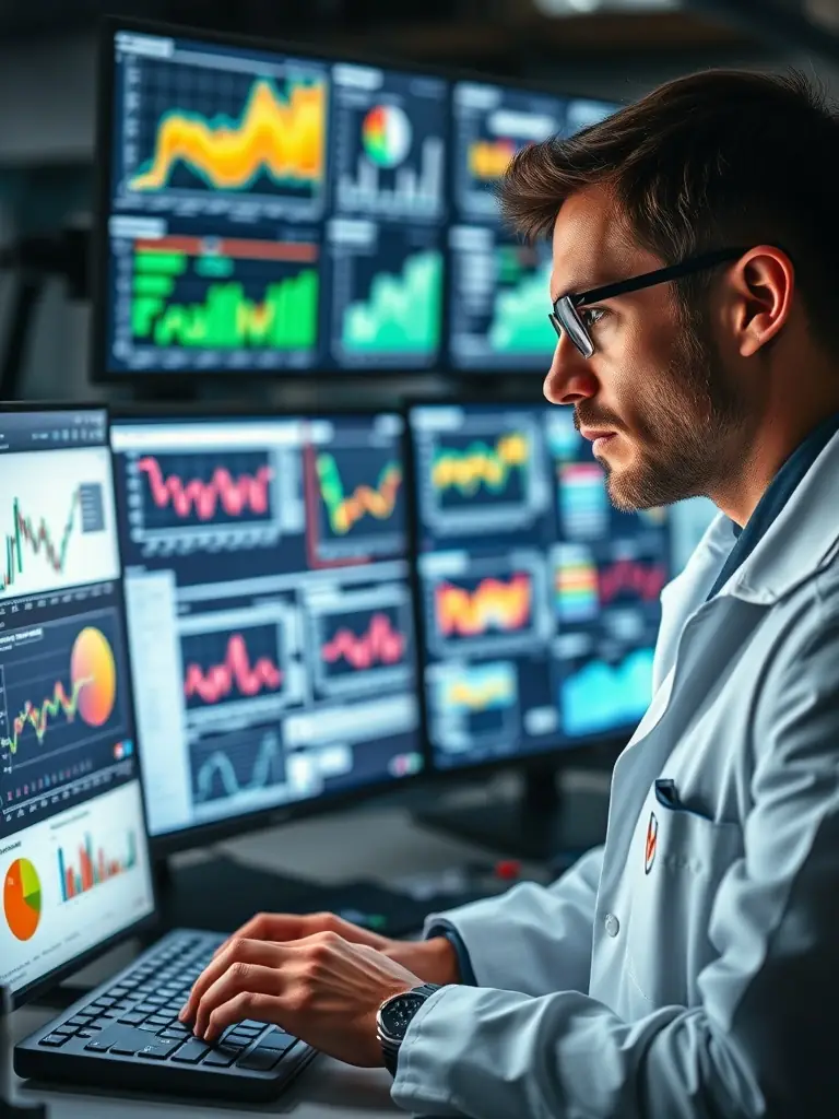 A visual representation of AI algorithms analyzing marketing data to improve campaign performance for synbiox's clients.